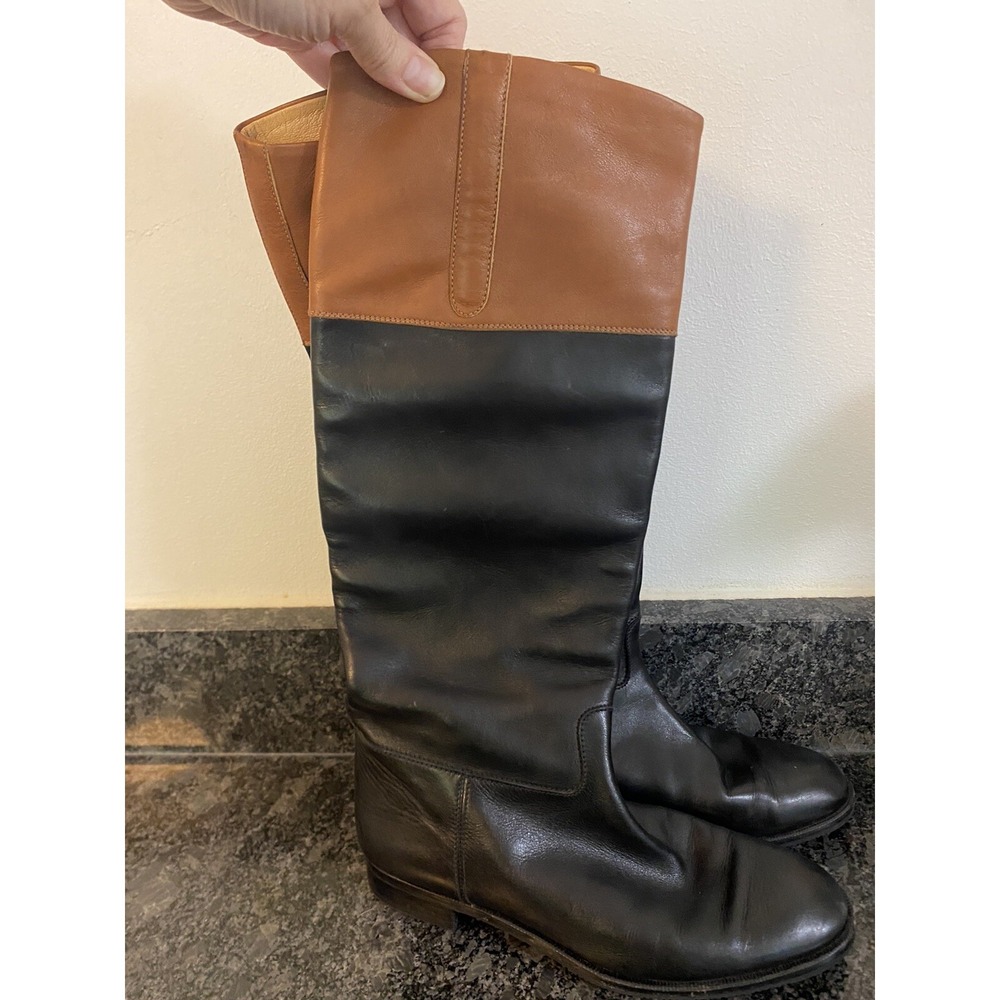 Gravati Black & Brown Knee‎ High Riding Boots Equestrian 8 Italy